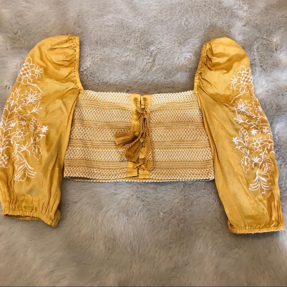 Forever 21 Yellow Bardot Top